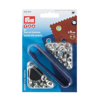 PRYM Ösen | mit Scheiben | 5mm | silber