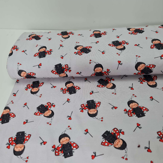 Baumwolljersey | Käferchen Glück | Hellgrau | Emmapünktchen