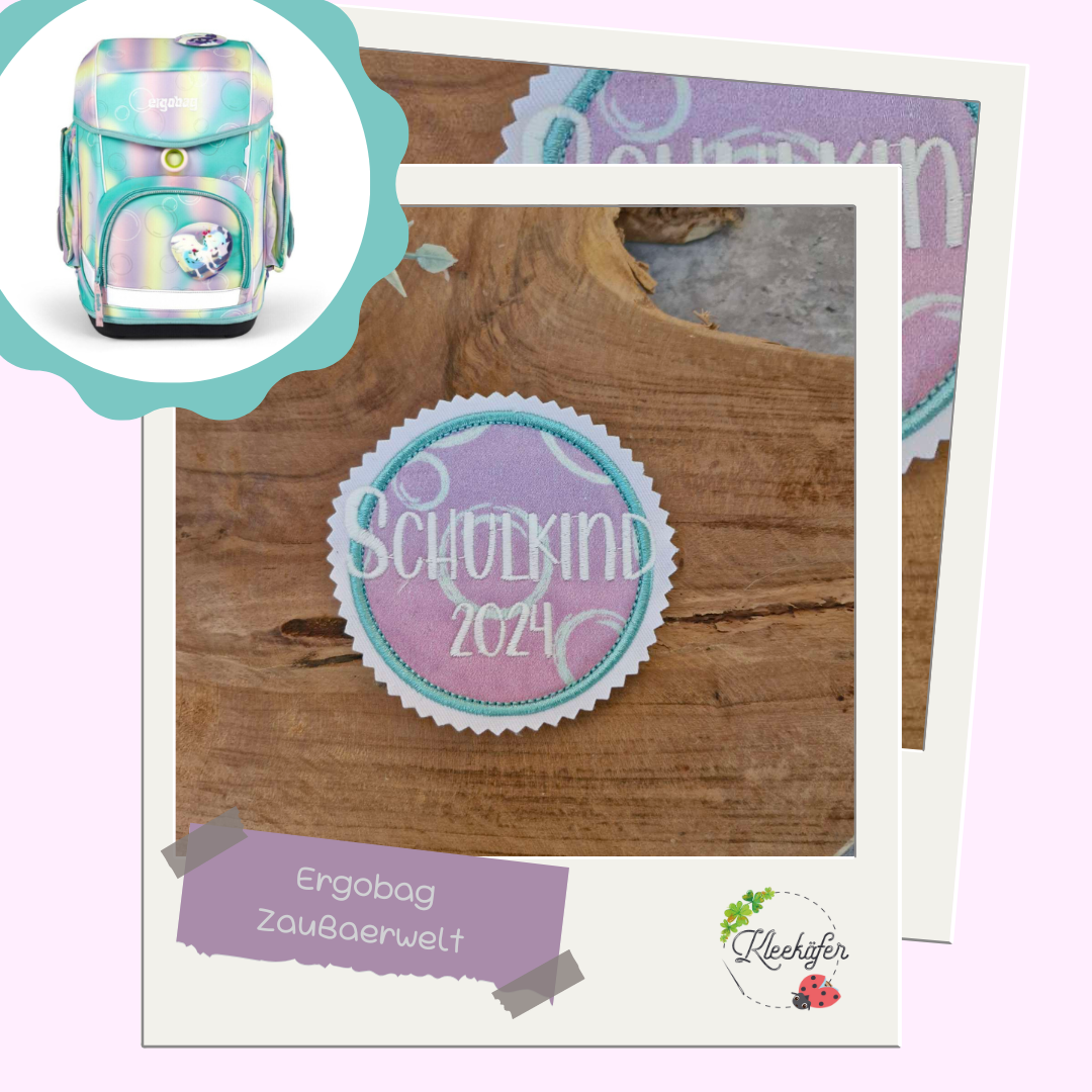 Applikation Aufnäher Button Klettie  | Schulkind 2025 | ZauBärwelt | Rund