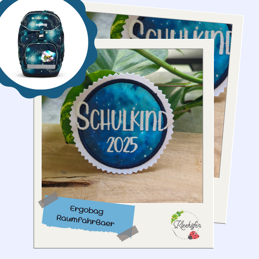 Applikation Aufnäher | Schulkind 2025 | RaumfahrBär | Rund