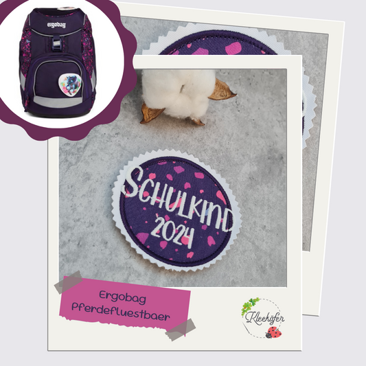 Applikation Aufnäher Button Klettie  | Schulkind 2025 | PferdeflüstBär | Rund