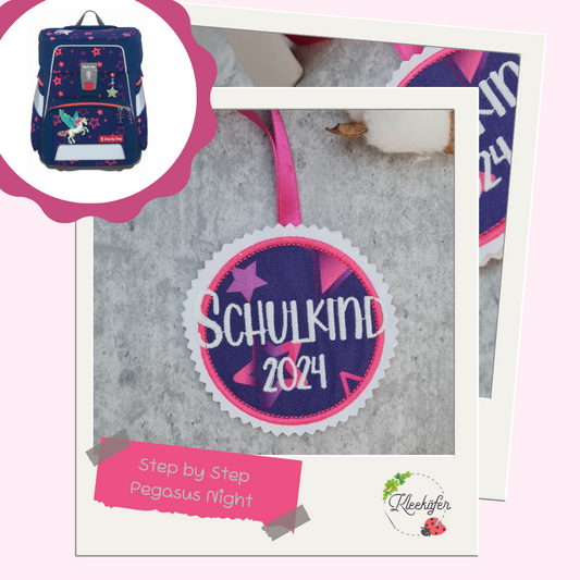 Applikation Aufnäher Button Klettie | Schulkind 2025 | Pegasus Night