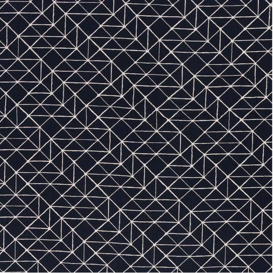 Musselin | Geometrische Formen | Dunkelblau