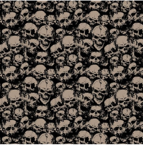 Baumwollwebware | Totenkopf |Schwarz/Beige