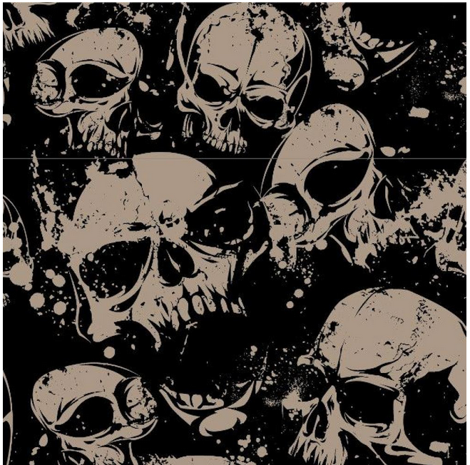 Baumwollwebware | Totenkopf |Schwarz/Beige