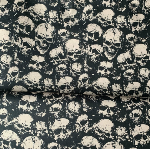 Baumwollwebware | Totenkopf |Schwarz/Beige