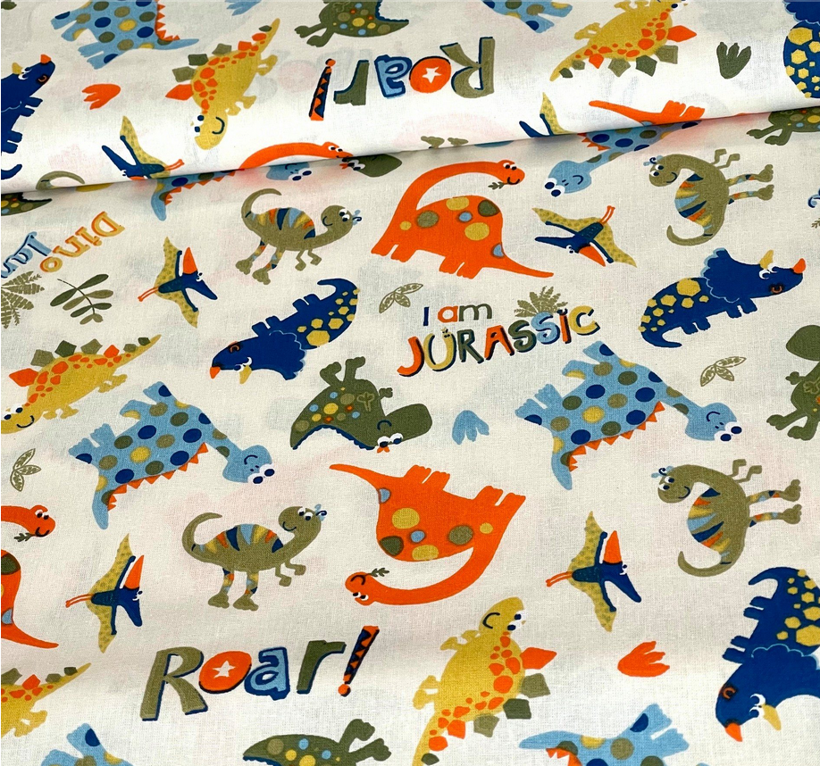 Baumwollwebware | Dinos | Beige