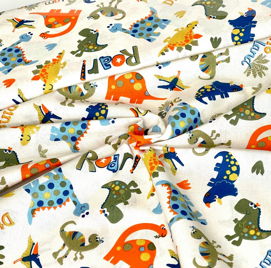 Baumwollwebware | Dinos | Beige
