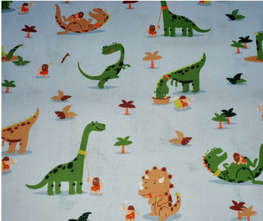 Baumwollwebware | Dinos | Blaugrau