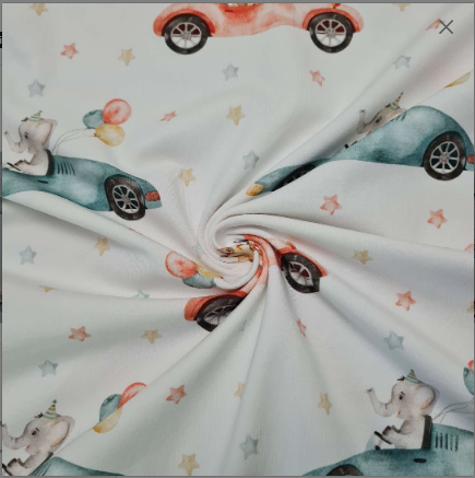 Baumwolljersey | Tier im Auto | Weiß