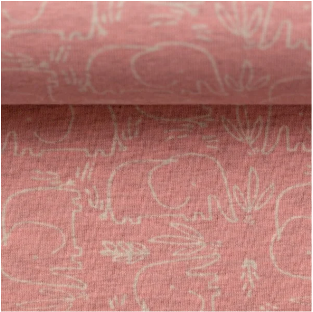 Baumwolljersey | Elefanten | Rosa