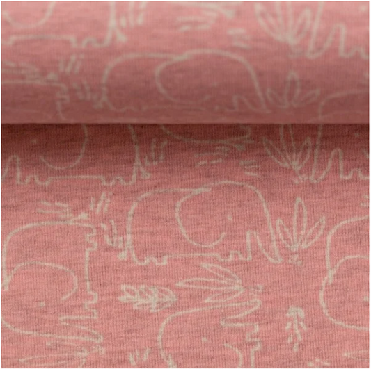 Baumwolljersey | Elefanten | Rosa