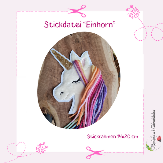 STICKDATEI | Doodle- Datei | Einhorn | 3D-Mähne