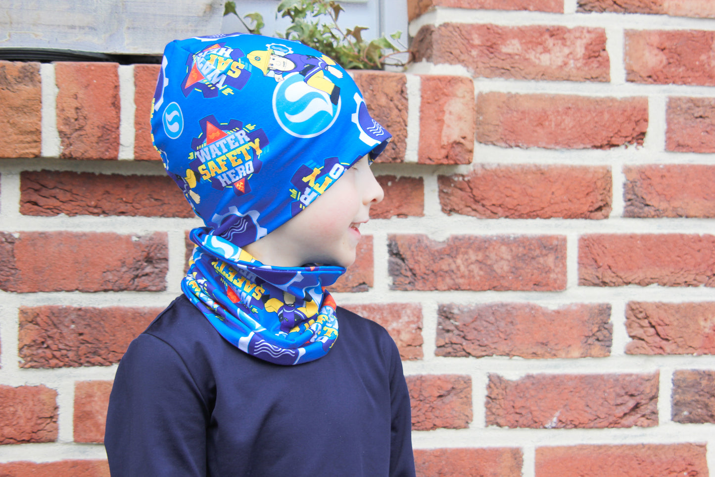 RESTSTÜCK 80 cm Baumwolljersey | Feuerwehrmann SAM | Blau | Lizenzstoff