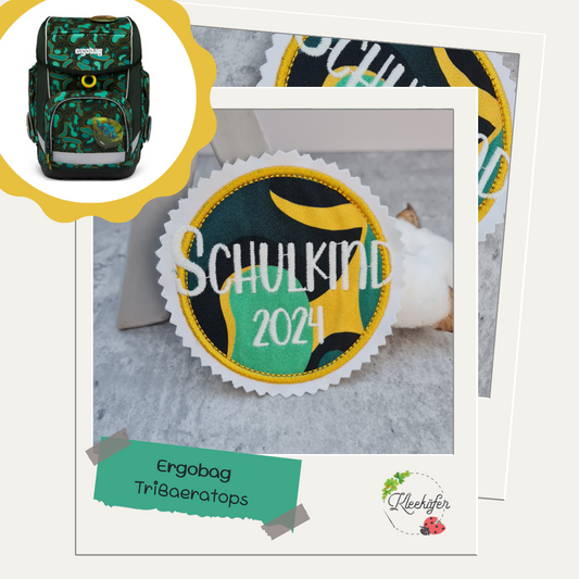 Applikation Aufnäher Button Klettie  | Schulkind 2025 | TriBäratops | Rund
