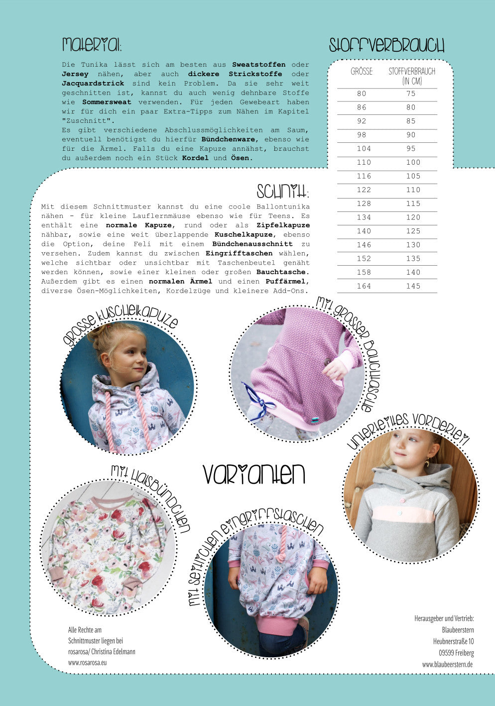 Schnittmuster | Feli Ballontunika | Gr. 80 - 164 | RosaRosa