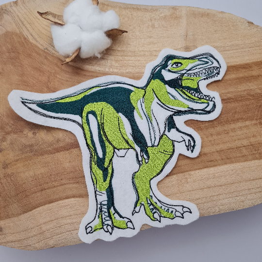 Aufnäher Flicken Applikation | Dinosaurier | T-Rex | Grün | 19 x 15 cm