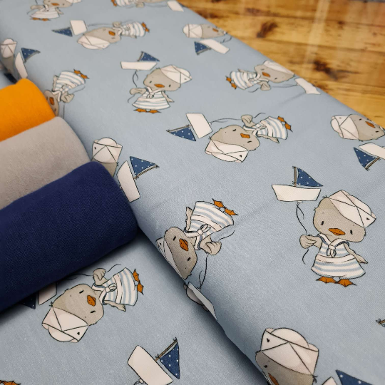 Baumwolljersey | Entchen |Hellbau | emmapünktchen