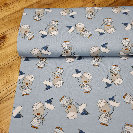 Baumwolljersey | Entchen |Hellbau | emmapünktchen