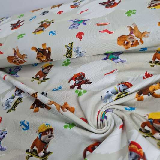 RESTSTÜCK 70 cm Baumwolljersey | PawPatrol | Ecru | Lizenzstoff