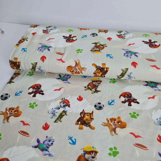 RESTSTÜCK 70 cm Baumwolljersey | PawPatrol | Ecru | Lizenzstoff