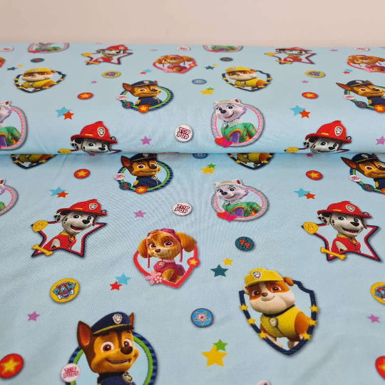 Baumwolljersey | PawPatrol | Hellblau | Lizenzstoff