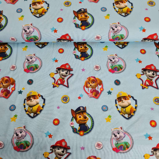 Baumwolljersey | PawPatrol | Hellblau | Lizenzstoff