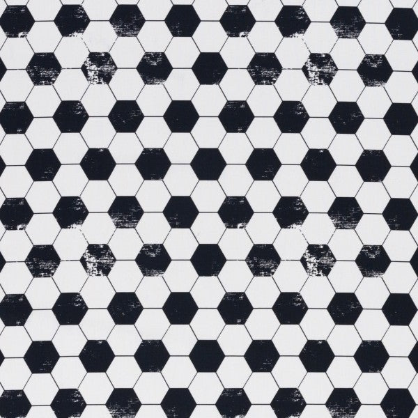 Baumwollwebware | Fussball | Weiß/Schwarz
