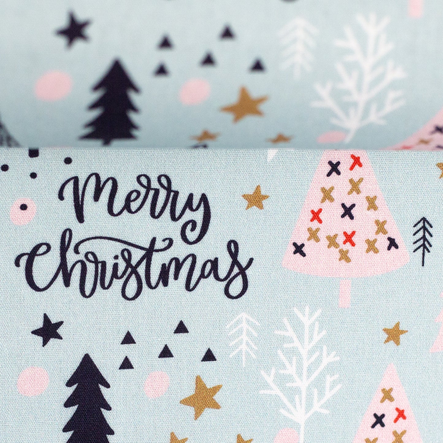 Baumwollwebware | MerryChristmas | Tannenbäume Türkis