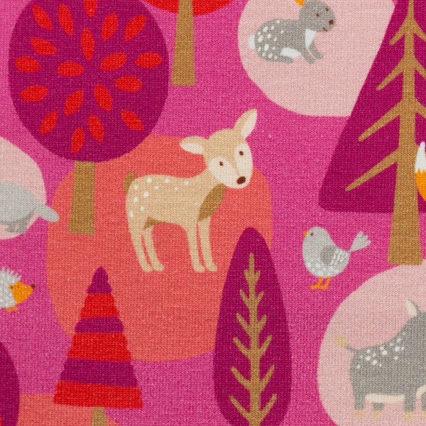 FrenchTerry Sommersweat| Woody | Waldtiere | Pink