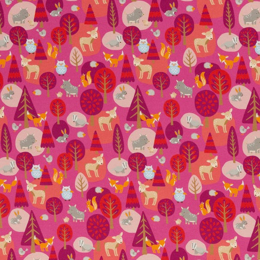 FrenchTerry Sommersweat| Woody | Waldtiere | Pink