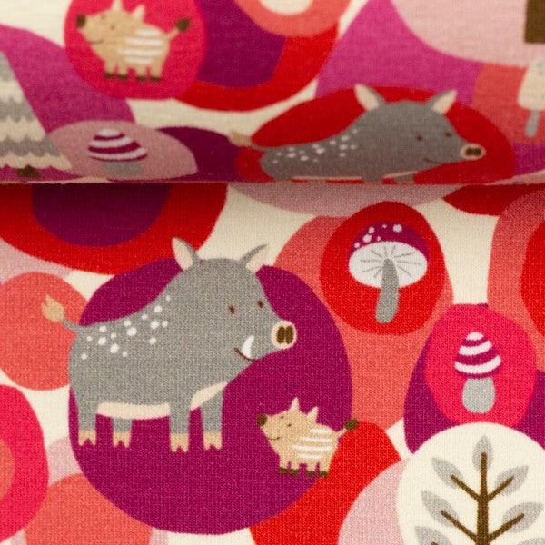 FrenchTerry Sommersweat| Woody | Wildschwein| Pink