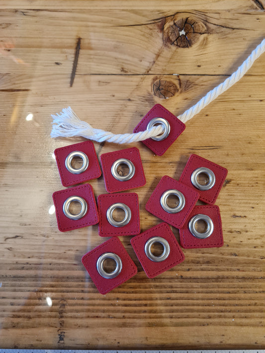 Ösen Patches für Kordeln Lederimitat *Rot*
