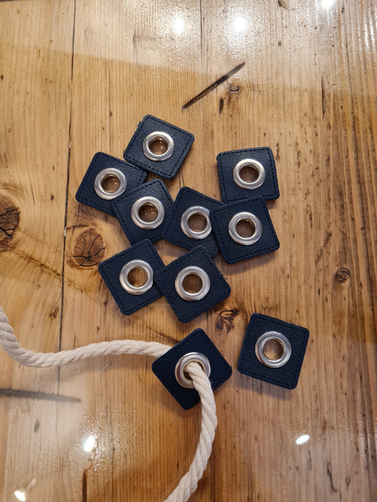 Ösen Patches für Kordeln Lederimitat *Dunkelblau*