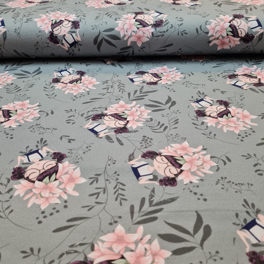 FrenchTerry | Blumenmädchen | Graugrün