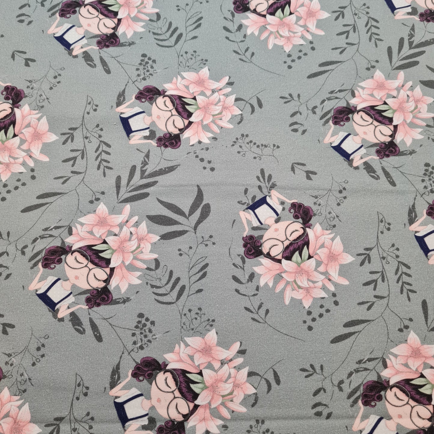 FrenchTerry | Blumenmädchen | Graugrün