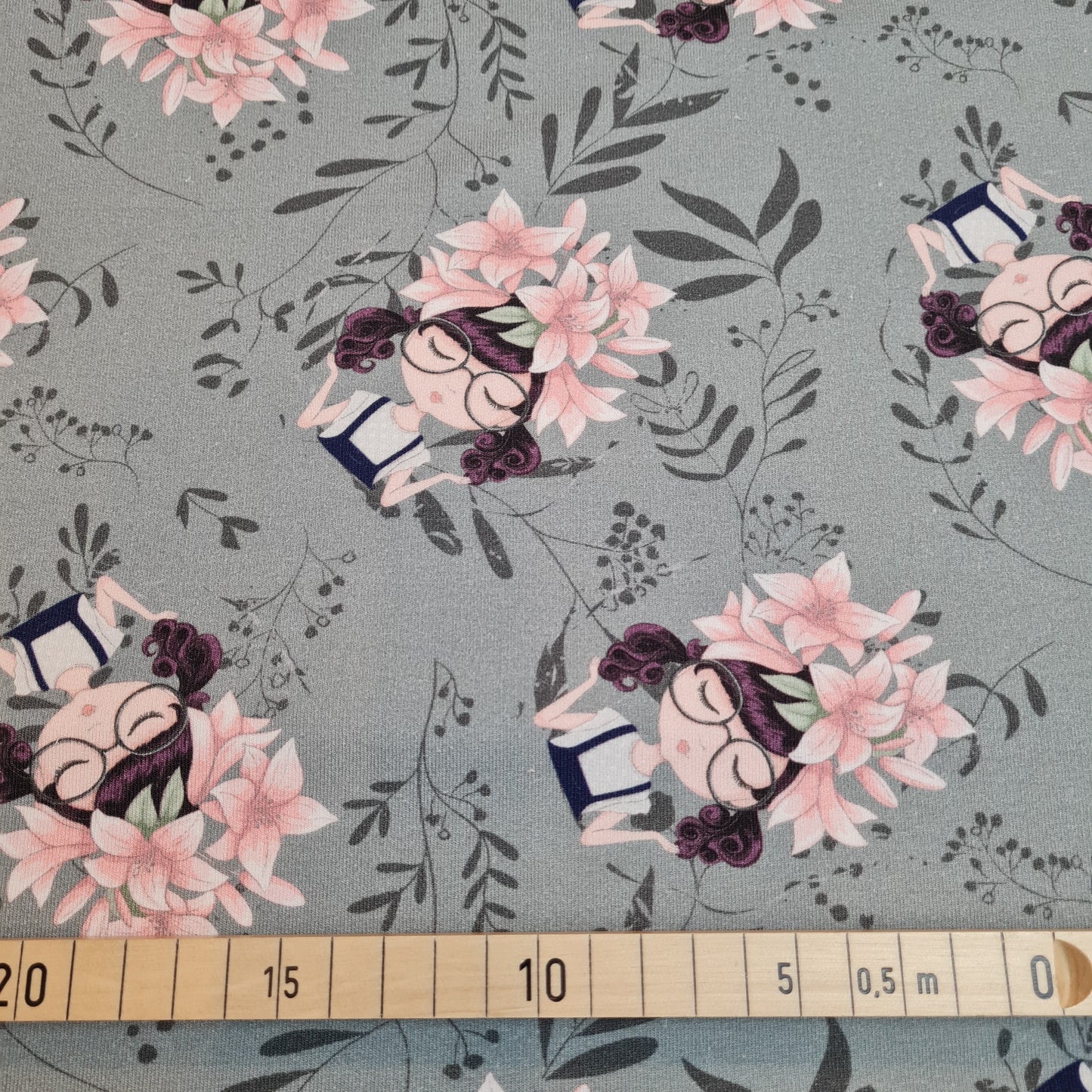 FrenchTerry | Blumenmädchen | Graugrün