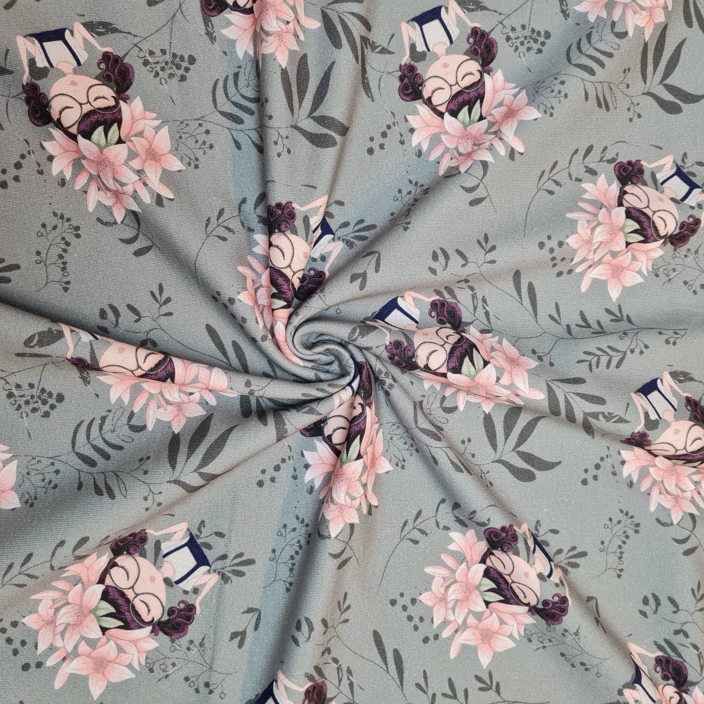 FrenchTerry | Blumenmädchen | Graugrün