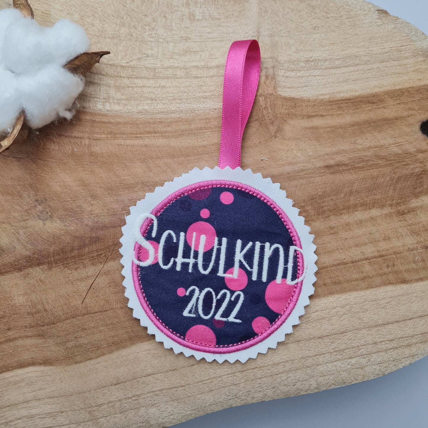 Applikation Aufnäher Button Klettie | Schulkind 2025 | Bärmuda Viereck | Rund