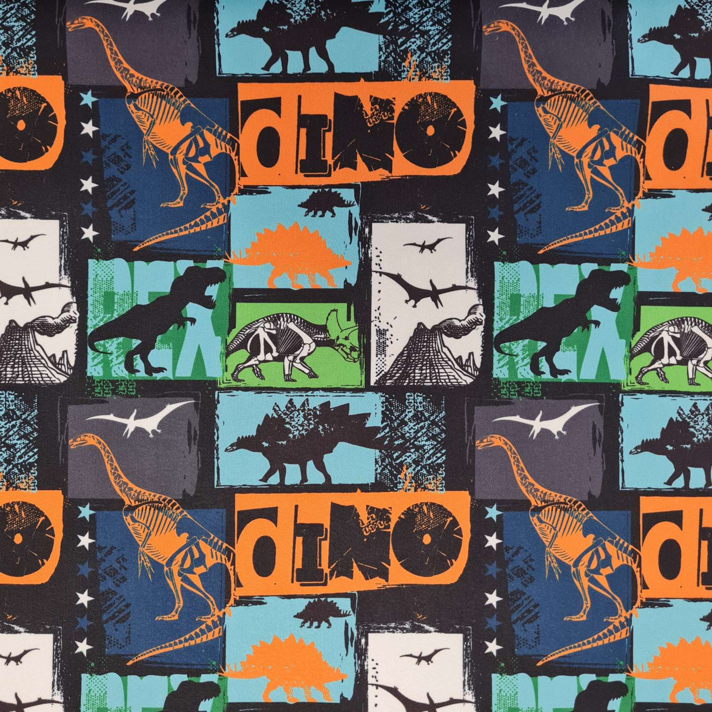 Reststück 1,4 m - Softshell | Dinosaurier | Bunt