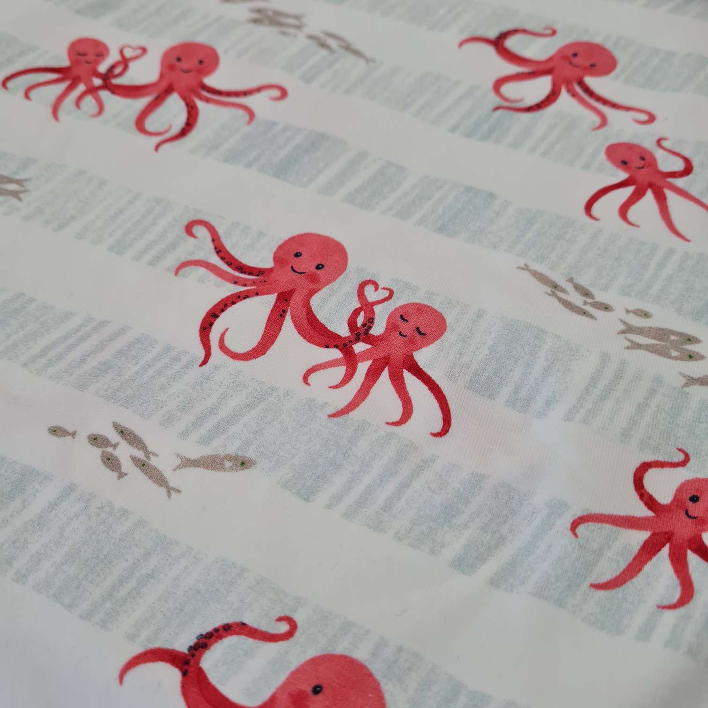 50cm Abschnitte - Baumwolljersey | Oktopus | Nautical Baby | Weiß