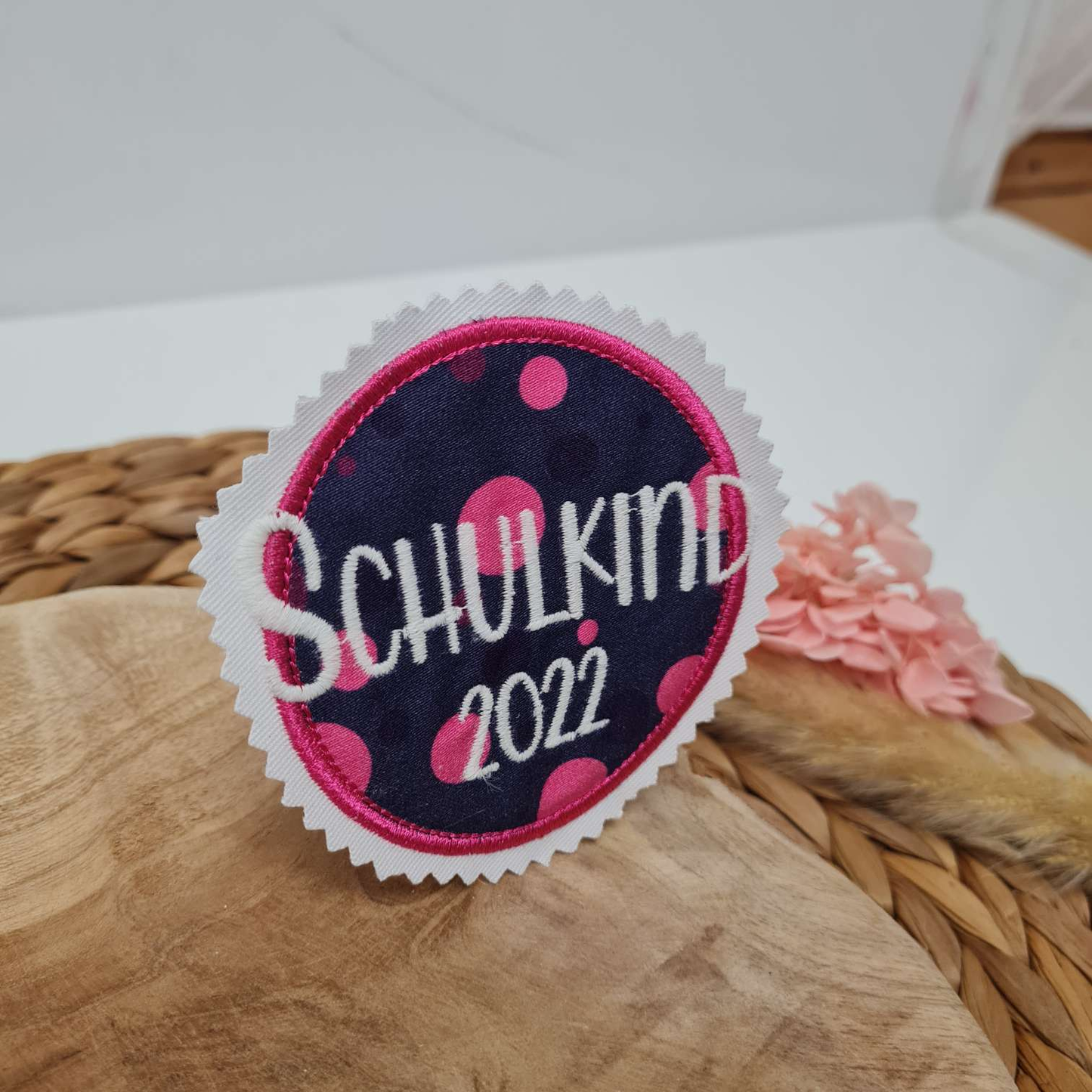 Applikation Aufnäher Button Klettie | Schulkind 2025 | Bärmuda Viereck | Rund