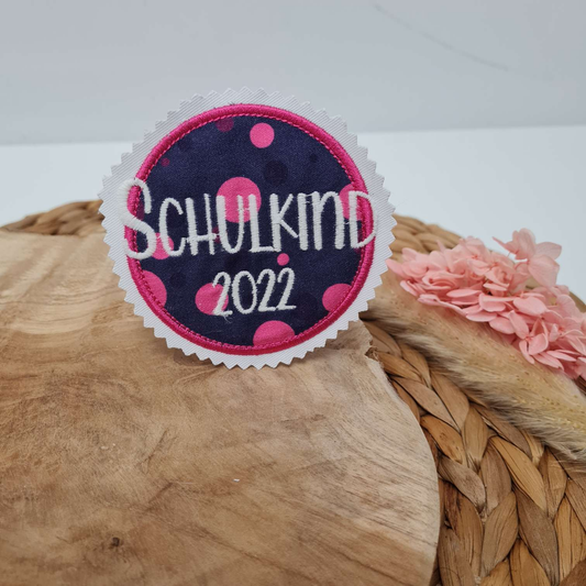 Applikation Aufnäher Button Klettie | Schulkind 2025 | Bärmuda Viereck | Rund