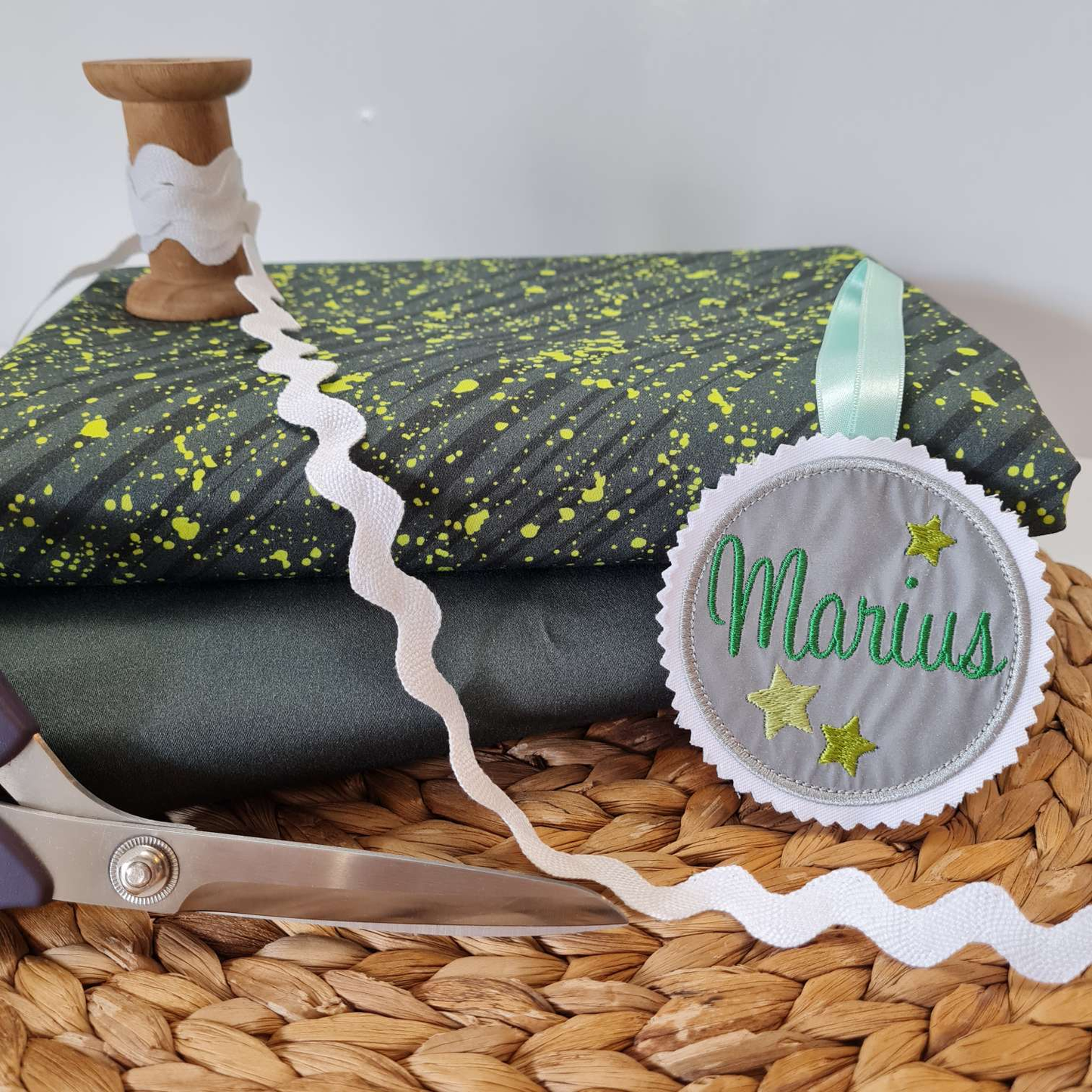 DiY Paket | Stoffpaket | "Mähdreschbär" | Grau Gelb