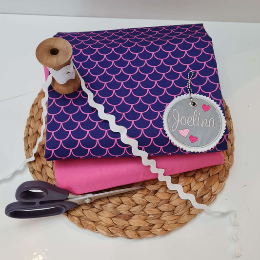 DiY Paket | Stoffpaket | "PerlentauchBär" | Schuppenstoff & Uni Rosa