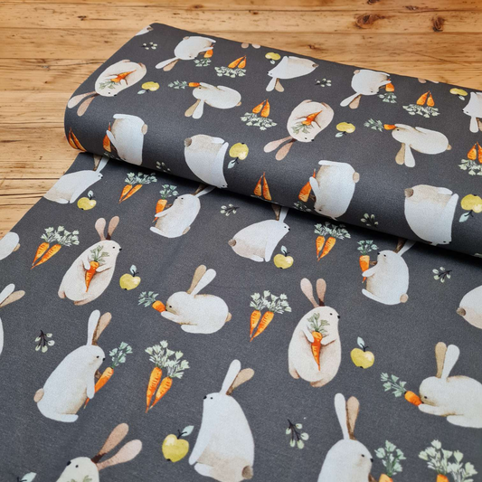 Baumwolljersey | Hasen | Braun