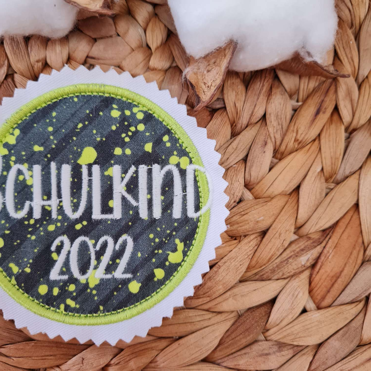 Applikation Aufnäher Button Klettie  | Schulkind 2025 | MähdreschBär | Rund