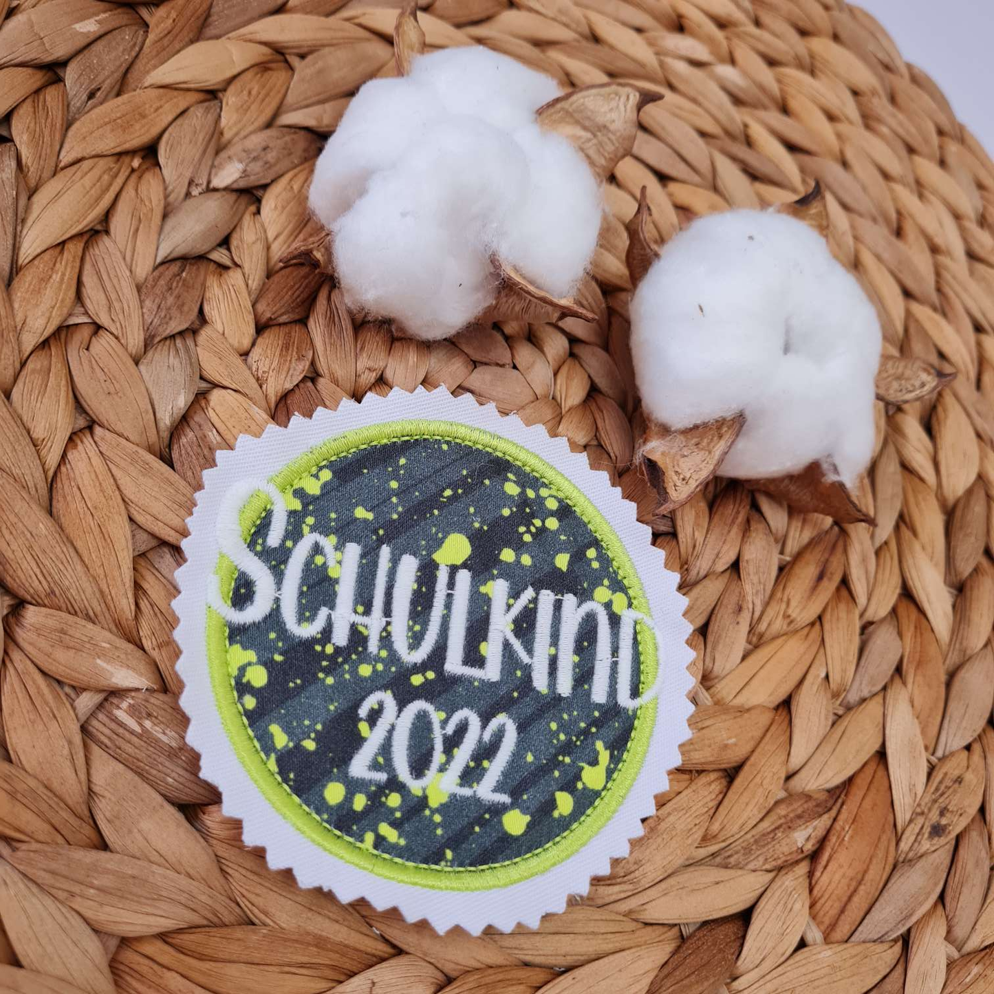 Applikation Aufnäher Button Klettie  | Schulkind 2025 | MähdreschBär | Rund