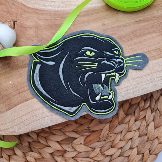 Aufnäher Flicken Applikation | Panther | Gelbumrandet | 13 x 15 cm