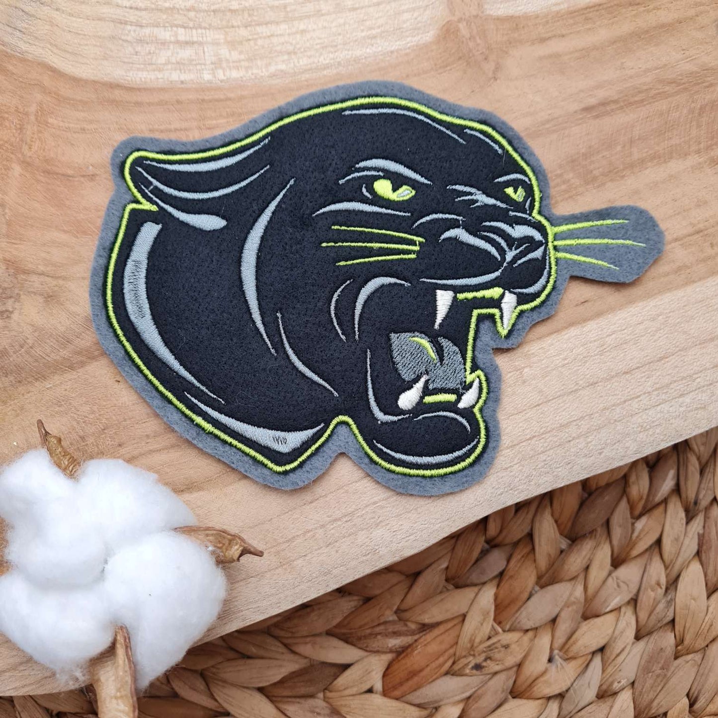 Aufnäher Flicken Applikation | Panther | Gelbumrandet | 13 x 15 cm